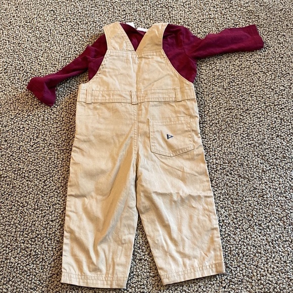 NWOT First Impressions Maroon & Khaki Overalls & Shirt Set Size 12 Months - Picture 6 of 7